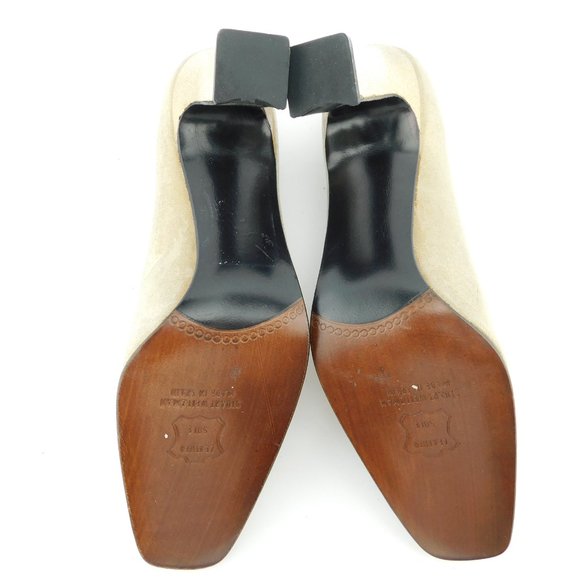 STUART WEITZMAN Shimmer Gold Lag Block Heel Evening Pumps 6.5 - Picture 7 of 7